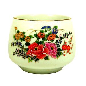 Vintage Enesco Japan Porcelain Bowl – Gold Trim, Floral Motif, 1940s–50s